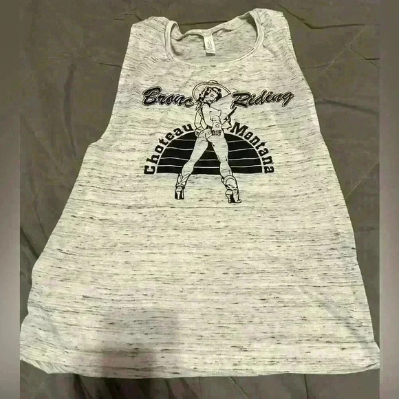 Bronc riding tank grey Bella  Canvas size small - Picture 2 of 5